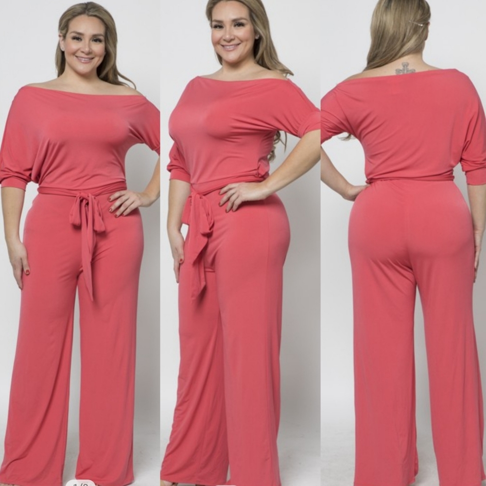 Rust Plus size jumpsuit - Picture 3 of 3